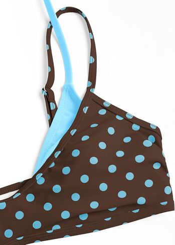 ZAFUL Women's Polka Dot Bikini Set Double Layer Halter Swimsuit Colorblock Side Tie 2 Piece Bathing Suit in Kuwait