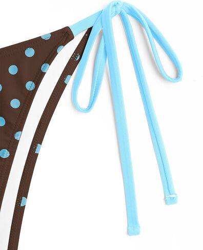ZAFUL Women's Polka Dot Bikini Set Double Layer Halter Swimsuit Colorblock Side Tie 2 Piece Bathing Suit in Kuwait