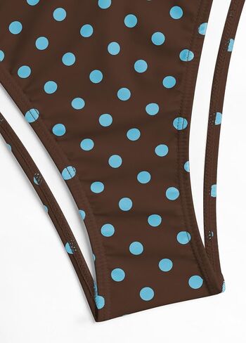 ZAFUL Women's Polka Dot Bikini Set Double Layer Halter Swimsuit Colorblock Side Tie 2 Piece Bathing Suit in Kuwait