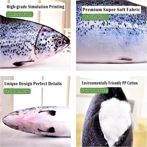 23.6in Simulation Fish Plush Decorate Soft Fish Decorate Pillow Cushion Stuffed Decorate Oversized Pillow Creative Gift Home Decor in Saudi Arabia