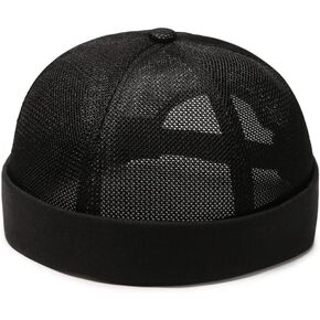 Summer Men Women Brimless Beanie Caps Adjustable Vintage Style Hat Cap Hip-hop Hat Casual Fashion Outdoor Breathable Mesh Hat Black