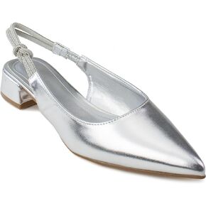 RF ROOM OF FASHION Women's Pointed Toe Slingback Low Block Heel Mule Pumps
