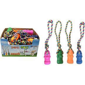 Diamond Visions 01-1726 Dog Rope Toys Squeak Hydrant Multipack in Assorted Colors (4 Toys)