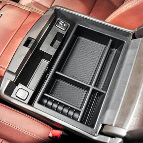 TACOBRO Center Console Organizer Compatible with 2014-2018 GMC Sierra 1500 /Chevy Silverado 1500 Accessories 2015-2020 Yukon XL/Tahoe Suburban Insert Tray Armrest Storage ABS Plastic, Black