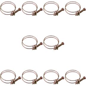 Bolt Clamp Adujstable Steel Double Wire Grip Cable Iron Hose Clamps for Plumbing Automotive Mechanical Applications 38mm/1.5" 10PCS