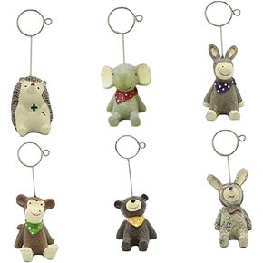 STOBOK 6pc Rustic Place Card Holders Desktop Card Holder Animal Menu Clips Resin Note Clips Animal Photo Holder Table Photo Holder Mini Elephant Figurines Memo Clips Photo Frame Cartoon
