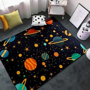 Universe Galaxy Starry Area Rug - Solar System Planet Rug for Boys Room Cartoon Outer Space Carpet Kids Planet Starry Rug Decor, 2.5x4 Feet
