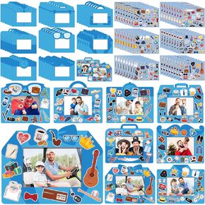 beeveer 96 جهاز كمبيوتر شخصى إطار الصورة عيد الأب الحرف اليدوية للأطفال هدايا عيد الأب للأب DIY إطار الصورة الحرف مجموعات مع ملصقات للفصول الدراسية المنزل المدرسة رياض الأطفال ديكورات الحفلات