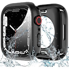 Suoman لساعة Apple Watch 45mm حافظة حماية مقاومة للماء، [غطاء واقي شاشة من الزجاج المقسى غطاء أمامي وخلفي] غطاء حماية محيطي 360 درجة لسلسلة iWatch 9/8/7 45 مم in Kuwait