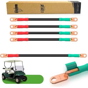 10L0L Golf Cart Battery Cables 4 Gauge Fits EZGO TXT 1994-UP 36Volt & 48 Volt, Positive Negative AC/DC Wire Golf Cart Battery Cables Set Pure Copper Wiring Kit with Heavy Duty Wire Lugs