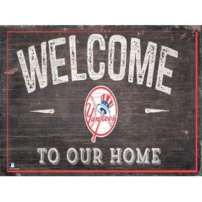 Yankees 12" x 6" Distressed Welcome To Our Home Wood Sign