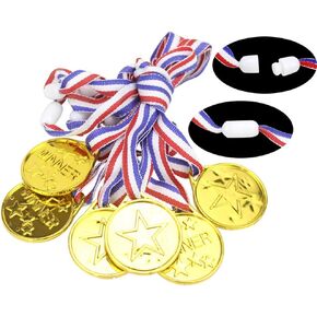 20 Pcs Plastic Winner Award Medals Kids Gold Medal Necklaces Toys for Sports, Parties, Games, Celebrations, Dress Up