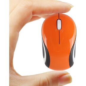 elec Space Mini Small Wireless Mouse for Travel Optical Portable Mini Cordless Mice with USB Receiver for PC Laptop Computer (Orange)