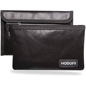 Small Fireproof Bag, Hodufy 5 x 8 inches Non-Itchy Fireproof Money Bag, Fireproof Cash Bag, Bank Fireproof Bag Set for Valuables - Passport, Bank Deposit, Keys