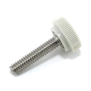 #8-32 x 3/4" Thumb Screw Stainless Steel - Gray Knurled Round Plastic Knob - Standard/Coarse Thread Thumbscrew - Length: 0.750" - Proudly Built in USA - Package of (4)