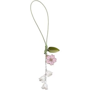 White Pink Mobile Phone Lanyard Universal Phone Chain Black Bow, Pearl Beaded Phone Lanyard Wrist Strap Anti Lost Phone Charm Strap Fashion Keychain Wallet Decoration Pendant for Women,Accessories