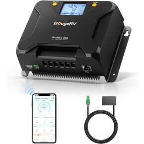 BougeRV Sunflow MPPT Solar Charge Controller 40A, w/ Low-Temp Cut-Off, APP Control, Backlit LCD, 40 Amp Solar Panel Regulator 12V/24V for LiFePO4, SLD, Gel, FLD, AGM Battery, RV, Marine, Upgraded