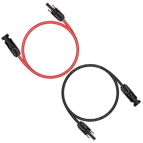 iGreely 1 Pair 6 Feet Black + 6 Feet Red 10AWG(6mm²) Solar Panel Extension Cable Wire with Female and Male Connectors