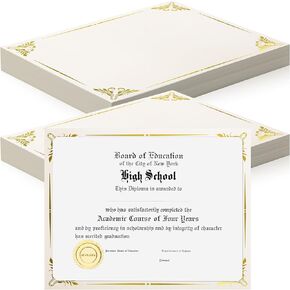 Fainne 100 Pcs Certificate Holder Foil Border 8.5 x 11 Inch Single Sided Award Certificates Cover for Letter Size Cardstock Document Paper Diploma Graduation School Marriage Supplies(Black)