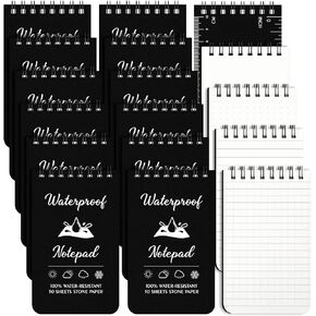 Jetec 12 Waterproof Spiral Notebook 3" x 5 Small Memo Pad Police Notepad Mini Weather Pocket Notebook Police Notepad Outdoors, 4 Different Inside Page