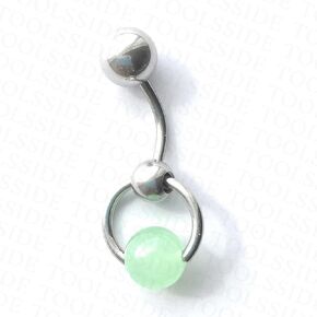 Vertical Hood Piercing Jewelry for Women with Calming Stone Chinese Jade - Belly Button Ring, Vch Jewelry Hood, Stainless Steel Belly Button Rings, Vch Piercing Jewelry 14g, Belly Button Piercing in Kuwait