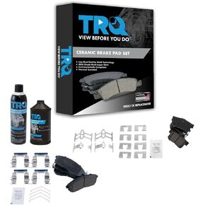 TRQ Posi Ceramic Brake Pad Front & Rear Kit w/Chemicals Compatible with 07-08 Suzuki SX4