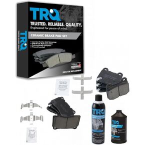 TRQ Front & Rear Posi Ceramic Disc Brake Pad Kit w/Chemicals Compatible with Subaru WRX STI
