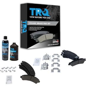 TRQ Ceramic Brake Pad Kit Front & Rear Kit w/Chemicals Compatible with 1997-2005 Chevrolet Blazer 1998-2004 S10 1997-2001 GMC Jimmy Sonoma 1998-2000 Isuzu Hombre Oldsmobile Bravada
