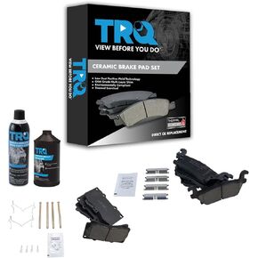 TRQ Premium Ceramic Brake Pad Front & Rear Kit w/Chemicals Compatible with Hummer H3 H3T