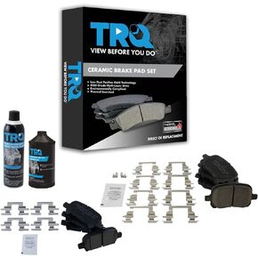 TRQ Front & Rear Premium Posi Ceramic Disc Brake Pad Kit w/Chemicals Compatible with Toyota