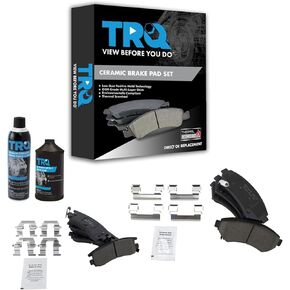 TRQ Front & Rear Ceramic Brake Pad w/Chemicals Compatible with Buick Cadillac Chevy Olds
