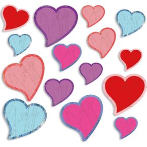 Zonon 90 Pcs Heart Cutouts Sweet Classroom Heart Bulletin Board Cutouts Farmhouse Rustic Village Colorful Accents Decor for Classroom Wall Chalkboard Decor