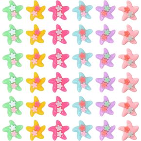 Honbay 60PCS Starfish Flatback Resin Charms Flower Slime Charms Ocean Theme Resin Embellishments Cute Cartoon Starfish Resin Cabochons Crafts Decoration Accessories - 6 Colors