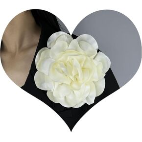 Dainty Fabric Rose Flower Large Brooch Lapel Pins,Delicate Elegant Silk Camellia Flower Oversized Brooch Pin for Women,Camellias Flower Hair Clip and Brooch Pin 4.3in/7.5in in Kuwait