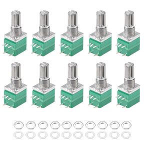 uxcell Potentiometer with Switch B5K Ohm Variable Resistors Single Turn Rotary Carbon Film Taper RV097NS 10pcs