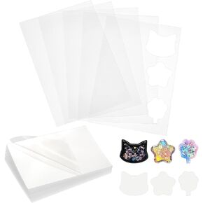 OLYCRAFT 50pcs Resin Shaker Films 5x3.5 inch Plastic Sealing Protective Films Transparent Seal Films Free Cutting Quicksand Pendant Films for Resin Shaker Moulds Silicone DIY Jewelry Crafts