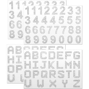 112 PCS Bling Rhinestone Letter Stickers Glitter Alphabet Number Crystal Self-Adhesive Iron on Letters Diamond Letter Stickers for Art Crafts Clothing DIY Decors (Silver, 1.18 Inch)