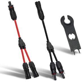 Faiwaycle Solar Connectors Y Branch Upgraded Solar Panel Connector, 1 Pair Adapter Cable Wire Plug Tool Kit for Solar Panel(M/FF+F/MM)