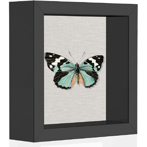 5x5 Shadow Box Picture Frame with Soft Linen Back - Metal Push Pins Included, Memory Box Display Case for Memorabilia Flower Awards Medals Wedding Photos, Black
