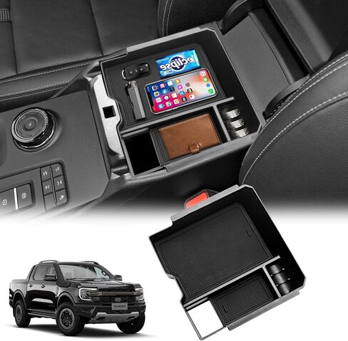 For 2024 Ford Ranger Center Console Organizer, for 2024 Ford Ranger Raptor Armrest Storage Box Insert Holder, Ranger&Ranger Raptor 2024 Storage Box (Electric handbrake Version) in Saudi Arabia