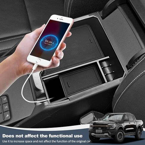For 2024 Ford Ranger Center Console Organizer, for 2024 Ford Ranger Raptor Armrest Storage Box Insert Holder, Ranger&Ranger Raptor 2024 Storage Box (Electric handbrake Version) in Saudi Arabia