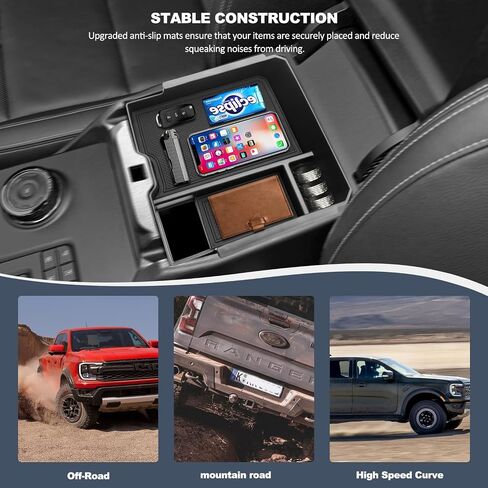 For 2024 Ford Ranger Center Console Organizer, for 2024 Ford Ranger Raptor Armrest Storage Box Insert Holder, Ranger&Ranger Raptor 2024 Storage Box (Electric handbrake Version) in Saudi Arabia