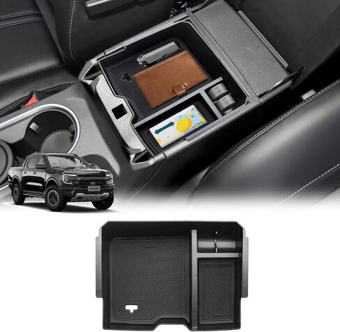 For 2024 Ford Ranger Center Console Organizer, for 2024 Ford Ranger Raptor Armrest Storage Box Insert Holder, Ranger&Ranger Raptor 2024 Storage Box (Electric handbrake Version) in Saudi Arabia