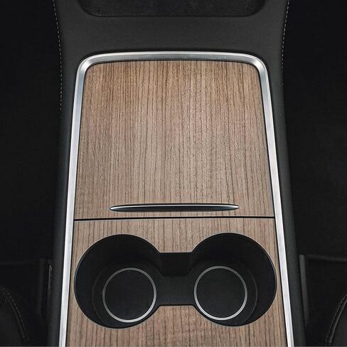 sevented Tesla Model 3 Model Y 2021 Center Console Wrap Kit Carbon Fiber Console Cover Interior Decoration Wrap Kit for Tesla Accessories (Wood Grain) in Saudi Arabia