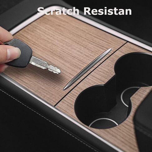 sevented Tesla Model 3 Model Y 2021 Center Console Wrap Kit Carbon Fiber Console Cover Interior Decoration Wrap Kit for Tesla Accessories (Wood Grain) in Saudi Arabia