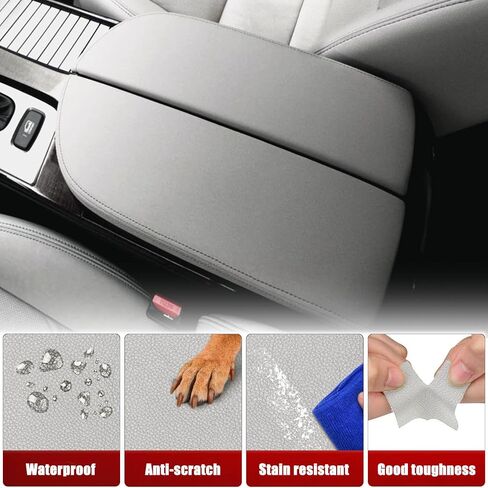 غطاء مسند ذراع وحدة التحكم المركزية KBH لسيارة Acura MDX 2015 2016 2017 2018 2019 2020، زخرفة جلدية من الفينيل، وسادة وسادة تغطي مسند ذراع السيارة، مضادة للخدش، أسود in Kuwait