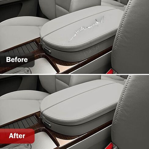 غطاء مسند ذراع وحدة التحكم المركزية KBH لسيارة Acura MDX 2015 2016 2017 2018 2019 2020، زخرفة جلدية من الفينيل، وسادة وسادة تغطي مسند ذراع السيارة، مضادة للخدش، أسود in Kuwait
