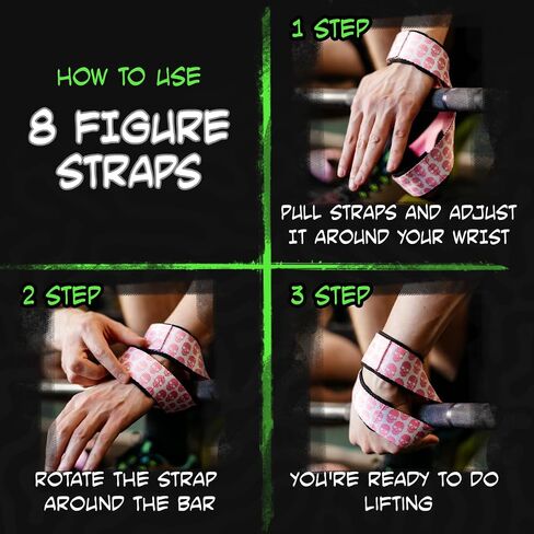 Barbell UP Figure 8 Lifting Straps for Weightlifting - Wrist Wraps for Powerlifting, Cross Training, Deadlifts, Shrugs, Strongman, Bodybuilding, Hand Bar, Fitness, Gym, Barbell, Men & Women in Saudi Arabia