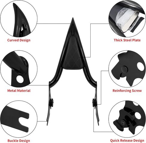 HDBUBALUS Motorcycle Sissy Bar Detachable Rear Passenger Backrest Pad Fit for Harley Sportster XL883 2004-2022 (Black,Plain Pad) in Saudi Arabia
