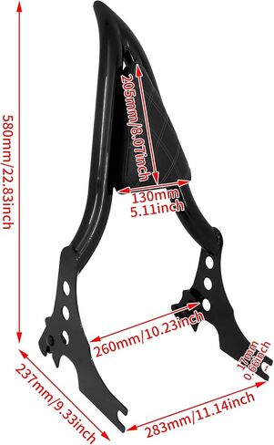 HDBUBALUS Motorcycle Sissy Bar Detachable Rear Passenger Backrest Pad Fit for Harley Sportster XL883 2004-2022 (Black,Plain Pad) in Saudi Arabia